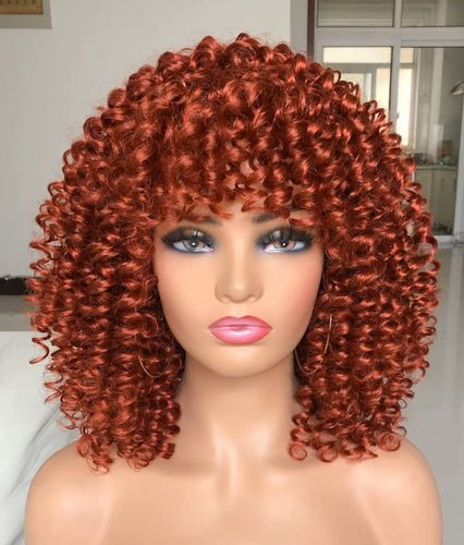 Keisha Curly Copper Red Afro With Bang Wig
