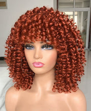 Load image into Gallery viewer, Kinky Curly Copper Red With Bang Synthetic Wig