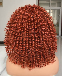 Kinky Curly Copper Red With Bang Synthetic Wig