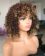 Load image into Gallery viewer, Audrey Afro Kinky Blonde Ombre Curly Wig with Bangs