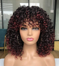 Load image into Gallery viewer, Tina Afro Kinky Ombre Burgundy Curly Wig with Bangs