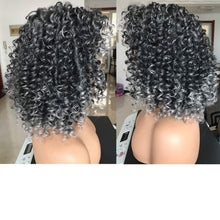Load image into Gallery viewer, Kemi Afro Kinky Ombre Gray Curly Wig with Bangs