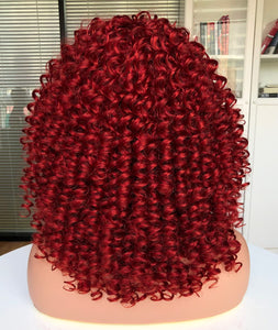 Arial Wine Red Curly Afro Wig with Bangs