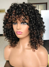 Load image into Gallery viewer, Candiace Afro Kinky Brown Highlights Curly Wig with Bangs