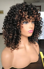 Load image into Gallery viewer, Candiace Afro Kinky Brown Highlights Curly Wig with Bangs