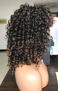 Candiace Afro Kinky Brown Highlights Curly Wig with Bangs