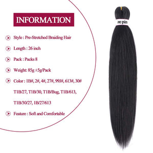 Ava Yaki Straight #1B Synthetic Pre-Streched Braiding Hair