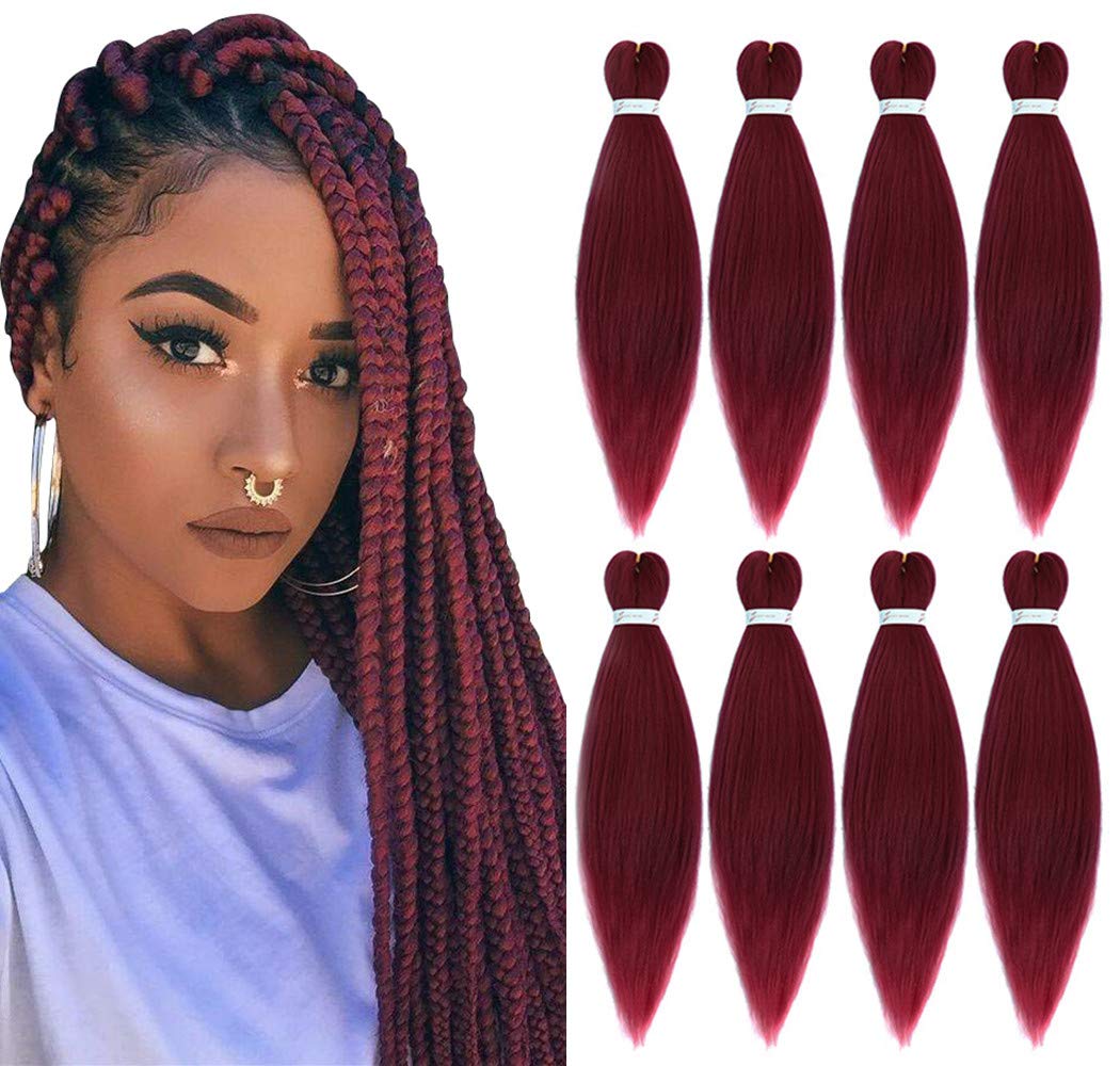 Ruby Red Yaki Straight Synthetic Pre-Streched Braiding Hair
