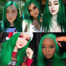 Load image into Gallery viewer, Kelly Green Straight Synthetic Lace Front Wig
