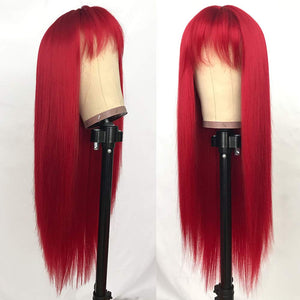 Britney Red Long & Straight Synthetic Wig with Bangs