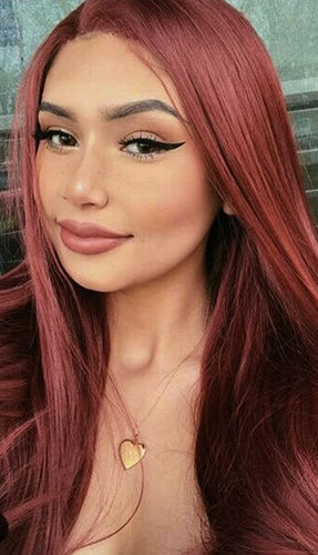Red Arial Straight Synthetic Long Lace Front Wig