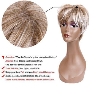 Blonde & Brown Mixed Pixie Cut Layered Synthetic Hair Wig