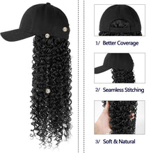 Load image into Gallery viewer, Jet Black 20&#39;&#39; Kinky Curly Adjustable Hat Wig