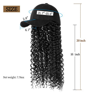 Jet Black 20'' Kinky Curly Adjustable Hat Wig
