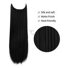 Load image into Gallery viewer, Selena Jet Black Synthetic Halo Hair Extensions