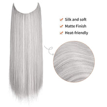 Load image into Gallery viewer, Platinum Silver &amp; White Mixed Synthetic  Halo Hair Extensions