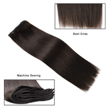 Load image into Gallery viewer, Selena Dark Brown Straight Human Hair Clip-In Extensions