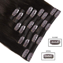 Load image into Gallery viewer, Selena Dark Brown Straight Human Hair Clip-In Extensions