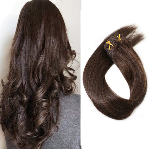 Rachel Dark Brown Silky Straight Human Hair Clip-In Extensions