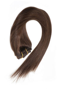 Rachel Dark Brown Silky Straight Human Hair Clip-In Extensions