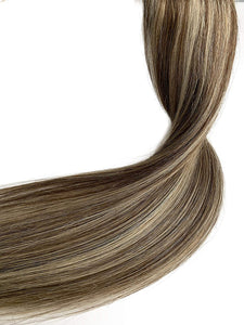 Heidi Blonde with Brown Balayage Straight Human Hair Clip-In Extensions