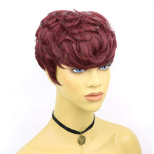 Load image into Gallery viewer, Red Layered Natalia Pixie Cut Human Hair Wig