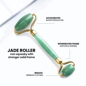 Dark Green Jade Roller Gua Sha Facial Massage Tool Set