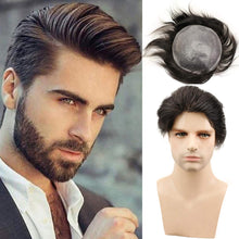 Load image into Gallery viewer, Men’s Black Toupee Ultra Transparent Thin Skin PU Replacement Hair Pieces