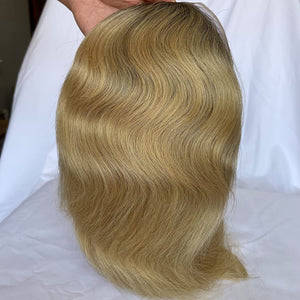 Ombre Blonde 6 Inches Straight European Human Hair Lace Front Toupee for Men