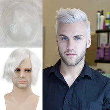 Load image into Gallery viewer, Men’s White Toupee Ultra Transparent Thin Skin PU Replacement Hair Pieces