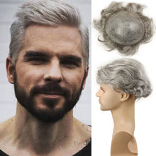 Load image into Gallery viewer, Men’s Grey Toupee Ultra Transparent Thin Skin PU Replacement Hair Pieces