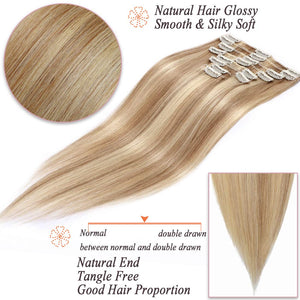 Kristen Bleach Blonde Straight Human Hair 18-20 Inches Clip-In Hair Extensions
