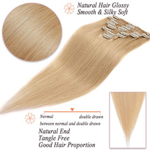 Load image into Gallery viewer, Natural Blonde Straight Human Hair 18-20 Inches Clip-In Hair Extensions