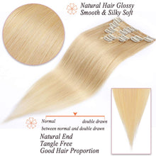 Load image into Gallery viewer, Kayla Bleach Blonde Straight Human Hair Clip-In Extensions