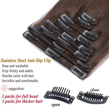 Load image into Gallery viewer, Madison Dark Brown Straight Human Hair Clip-In Extensions