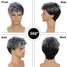 Load image into Gallery viewer, Adam Mixed Gray Synthetic Short Layered Men&#39;s Wig