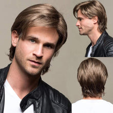 Load image into Gallery viewer, Chad Short Brown Layered Synthetic Men&#39;s Wig