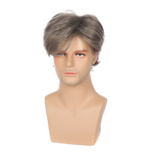 Load image into Gallery viewer, Zackery Grey Synthetic Layered Men&#39;s Wig