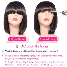 Load image into Gallery viewer, Ebony Human Hair China Bangs 10-14 Inches Short Bob Wig