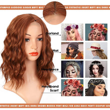 Load image into Gallery viewer, Honey Brown 14 Inch Wavy Synthetic Bob Wig