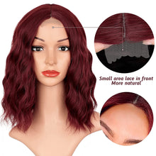 Load image into Gallery viewer, Red Burgundy 14 Inch Soft &amp; Wavy Bob Wig