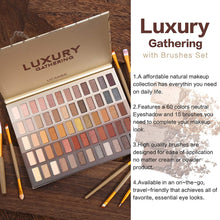Load image into Gallery viewer, Complete Makeup Gift Set with 60 Shades Eyeshadow Palette, 15 pcs Makeup Brush Set