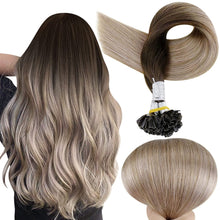 Load image into Gallery viewer, Dark to Platinum Blonde Human Hair 14-22 Inches U Tip Extension