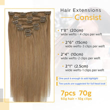 Load image into Gallery viewer, Golden Brown Straight Human Hair Clip-in Extensions