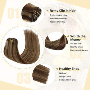 Olivia Blonde With Brown Highlights Remy Human Hair Clip-in Extensions