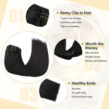 Load image into Gallery viewer, Stacy Jet Black Straight Human Hair Clip-in Extensions