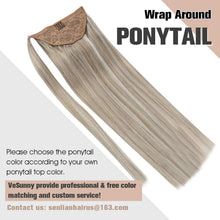 Load image into Gallery viewer, Destiny 14-22 Inches Dirty Blonde to Platinum Blonde Highlights Human Hair Wrap Around Ponytail Extension