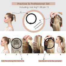 Load image into Gallery viewer, Destiny 14-22 Inches Dirty Blonde to Platinum Blonde Highlights Human Hair Wrap Around Ponytail Extension