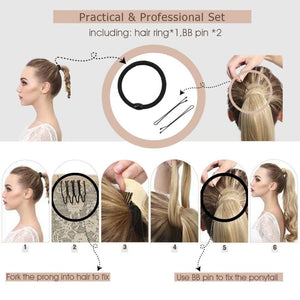 Destiny 14-22 Inches Dirty Blonde to Platinum Blonde Highlights Human Hair Wrap Around Ponytail Extension