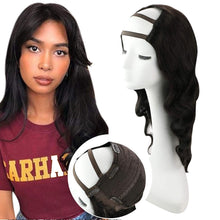 Load image into Gallery viewer, Karla #1B BW Highlights 16 Inches Human Hair U - Part Half Wig